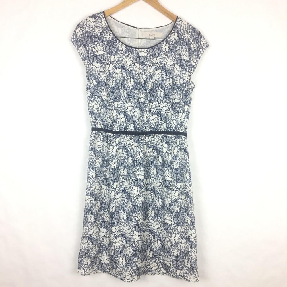 Ann Taylor LOFT Allover Print Cap Sleeve Dress 8